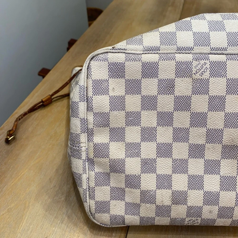 Louis Vuitton Never-full Large White and Gray Checkered Tote
